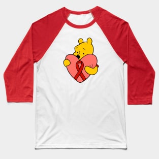 Yellow Bear Hugging an Awareness ribbon (red) Baseball T-Shirt